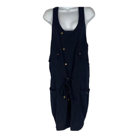 Elevenses Black Sleeveless Apron-Style Pinafore Dress With Pockets Size Small - Picture 1 of 7